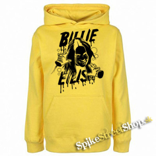 BILLIE EILISH - Logo Portrait - žltá pánska mikina