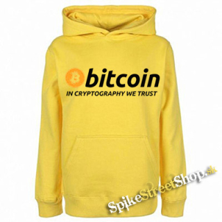 BITCOIN - In Cryptography We Trust - žltá pánska mikina