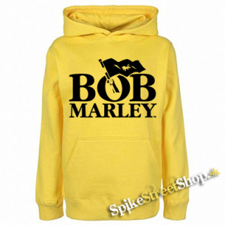 BOB MARLEY - Logo & Flag - žltá pánska mikina