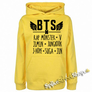 BTS - BANGTAN BOYS - Logo And Names - žltá pánska mikina