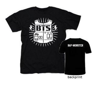 BTS - BANGTAN BOYS - Logo Design & RAP MONSTER - čierne detské tričko