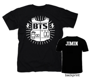 BTS - BANGTAN BOYS - Logo Design & JIMIN - čierne detské tričko