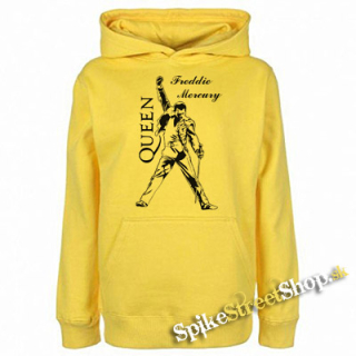FREDDIE MERCURY - Logo & Portrait - žltá pánska mikina
