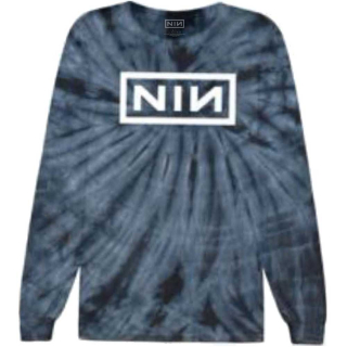 NINE INCH NAILS - Logo - modré pánske tričko s dlhými rukávmi