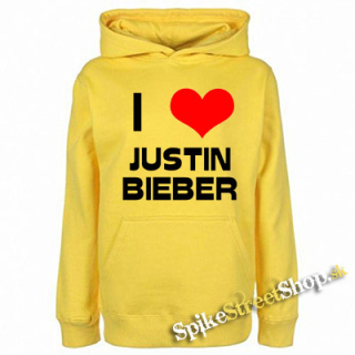 I LOVE JUSTIN BIEBER - žltá pánska mikina