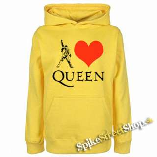 I LOVE QUEEN - žltá pánska mikina