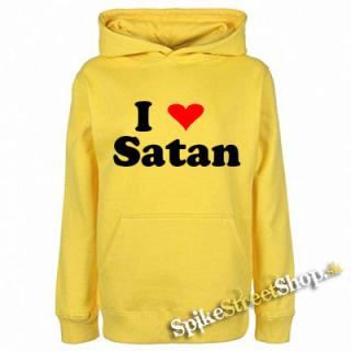 I LOVE SATAN - žltá pánska mikina