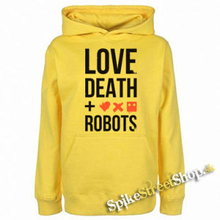 LOVE DEATH ROBOTS - Logo And Crest - žltá pánska mikina