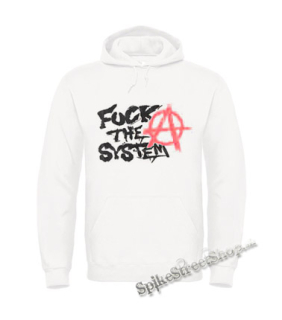 ANARCHY - Fuck The System - biela pánska mikina