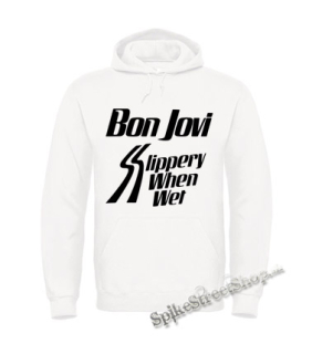 BON JOVI - Slippery When Wet - biela pánska mikina