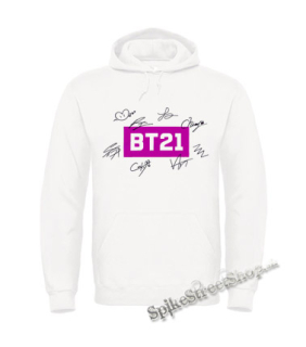 BT21 - Logo Signature - biela pánska mikina