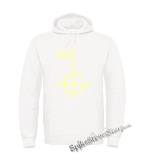 GHOST - Gold Logo - biela pánska mikina