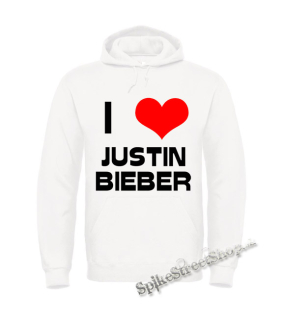 I LOVE JUSTIN BIEBER - biela pánska mikina