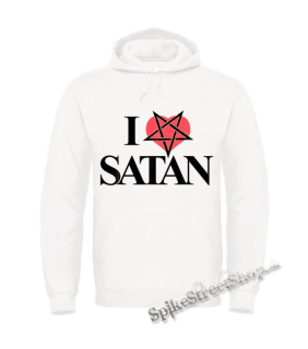 I LOVE SATAN - Pentagram Heart - biela pánska mikina