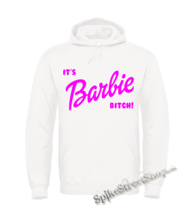 IT'S BARBIE BITCH - Logo Pink - biela pánska mikina