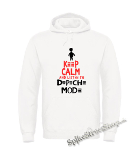 KEEP CALM AND LISTEN TO DEPECHE MODE - biela pánska mikina