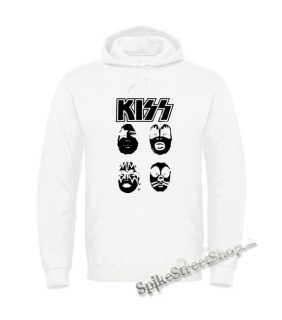 KISS - Band Four Faces - biela pánska mikina