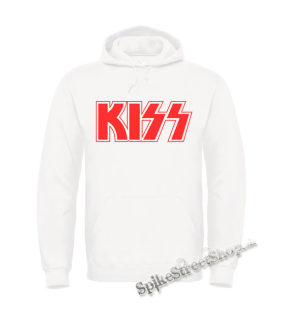 KISS - Red Logo - biela pánska mikina