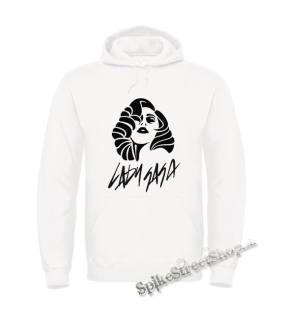 LADY GAGA - Logo & Portrait - biela pánska mikina