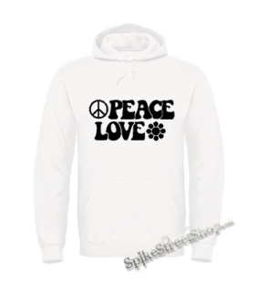 PEACE LOVE - biela pánska mikina
