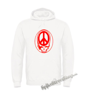 PEACE SKULL - biela pánska mikina