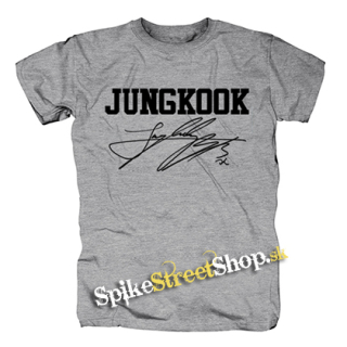 JUNGKOOK - Logo & Signature - sivé pánske tričko