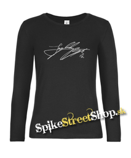 JUNGKOOK - Signature - čierne dámske tričko s dlhými rukávmi