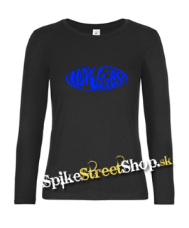 NEWJEANS - Blue Logo - čierne dámske tričko s dlhými rukávmi