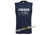 JUNGKOOK - Logo & Signature - Tmavomodré pánske tričko bez rukávov