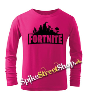 FORTNITE - Logo - ružové detské tričko s dlhými rukávmi