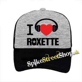 I LOVE ROXETTE - šedočierna sieťkovaná šiltovka model "Trucker"