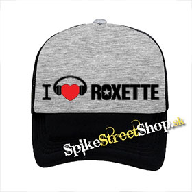 I LOVE ROXETTE - Wide - šedočierna sieťkovaná šiltovka model "Trucker"