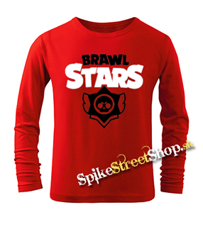 BRAWL STARS - Logo - červené detské tričko s dlhými rukávmi
