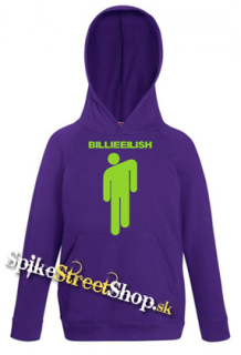 BILLIE EILISH - Logo & Stickman - fialová detská mikina