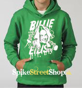 BILLIE EILISH - Logo Portrait - zelená detská mikina