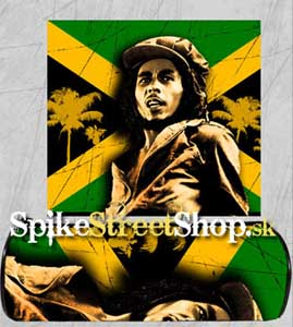 BOB MARLEY  - tvár na pozadí jamajskej zástavy - peračník