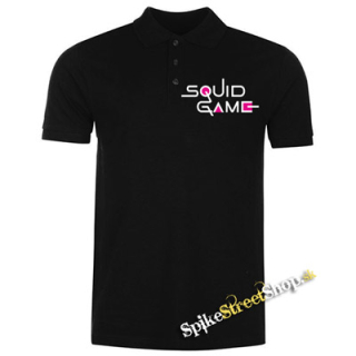 SQUID GAME - Logo Colour Pink - čierna pánska polokošeľa